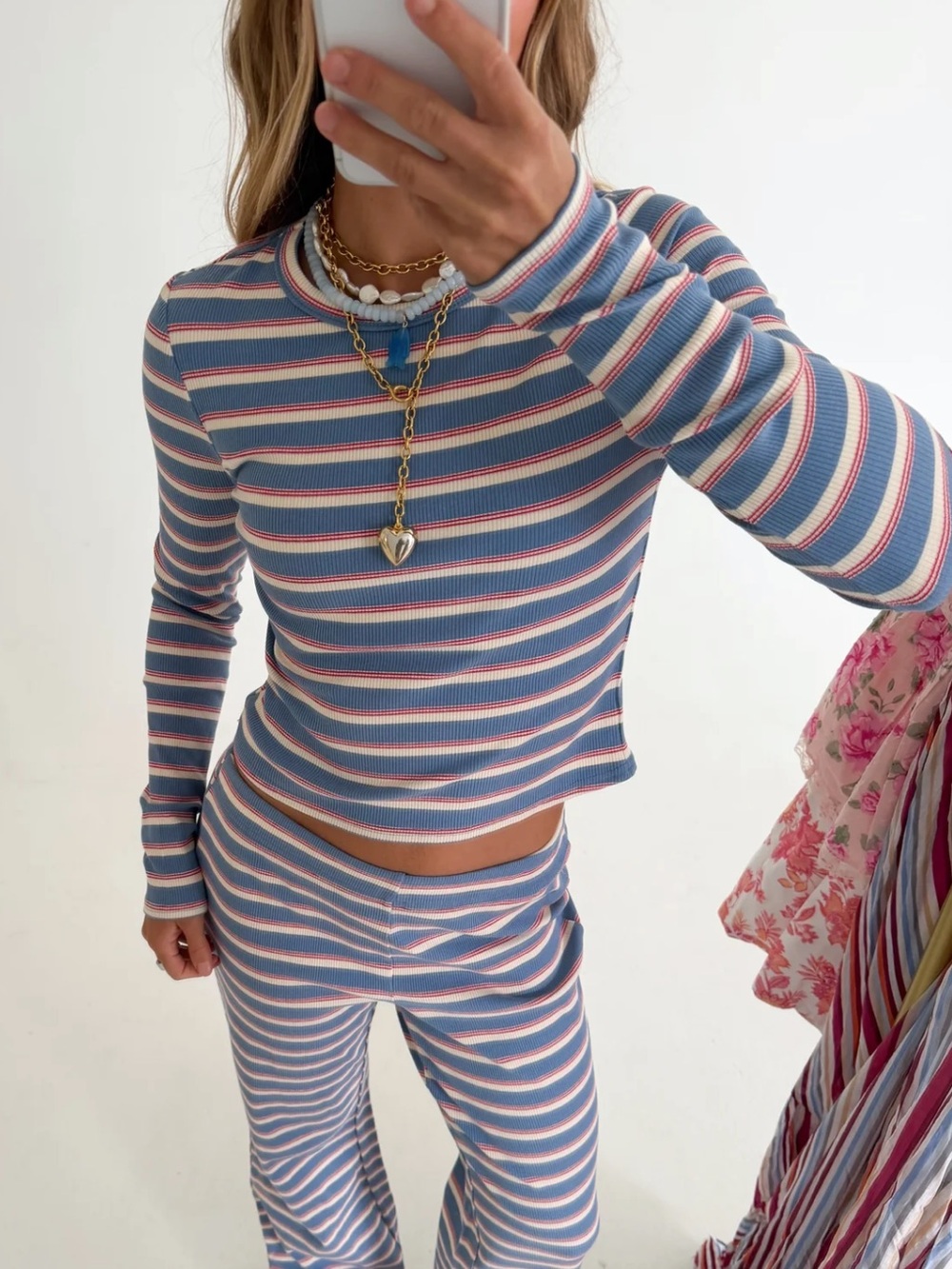 Fancy Boutique Simone Striped Top Blue Multi Medium New Trendy Cozy - Picture 2 of 9